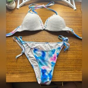 Shade & Shore Crochet Tie-Dye Bikini Set